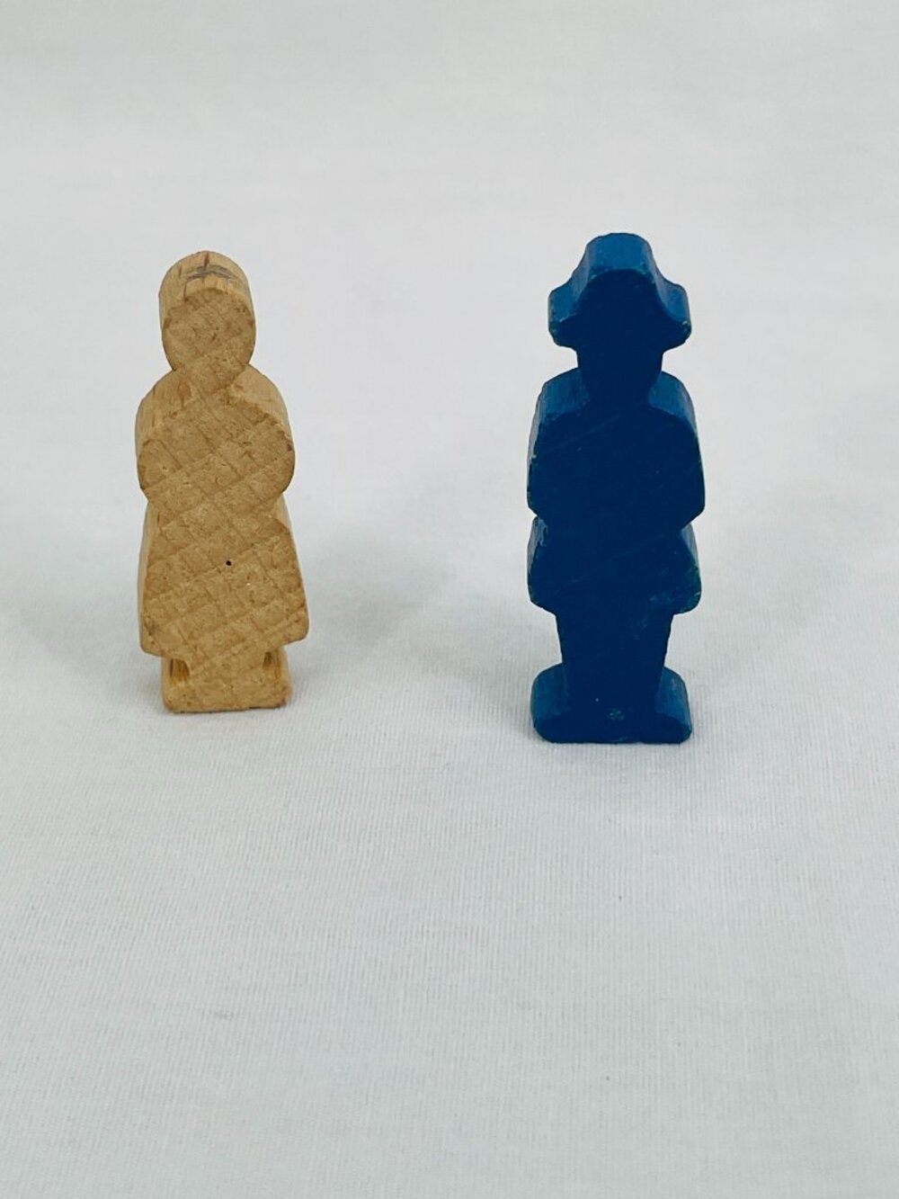 Vintage 1980s Hand Crafted Wooden Colonist Male and Female Meeple